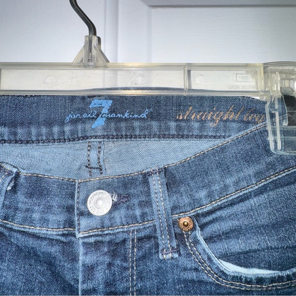 7 For All Mankind 7FAM Dark Blue indigo Straight Leg Jeans 24 - Picture 3 of 11